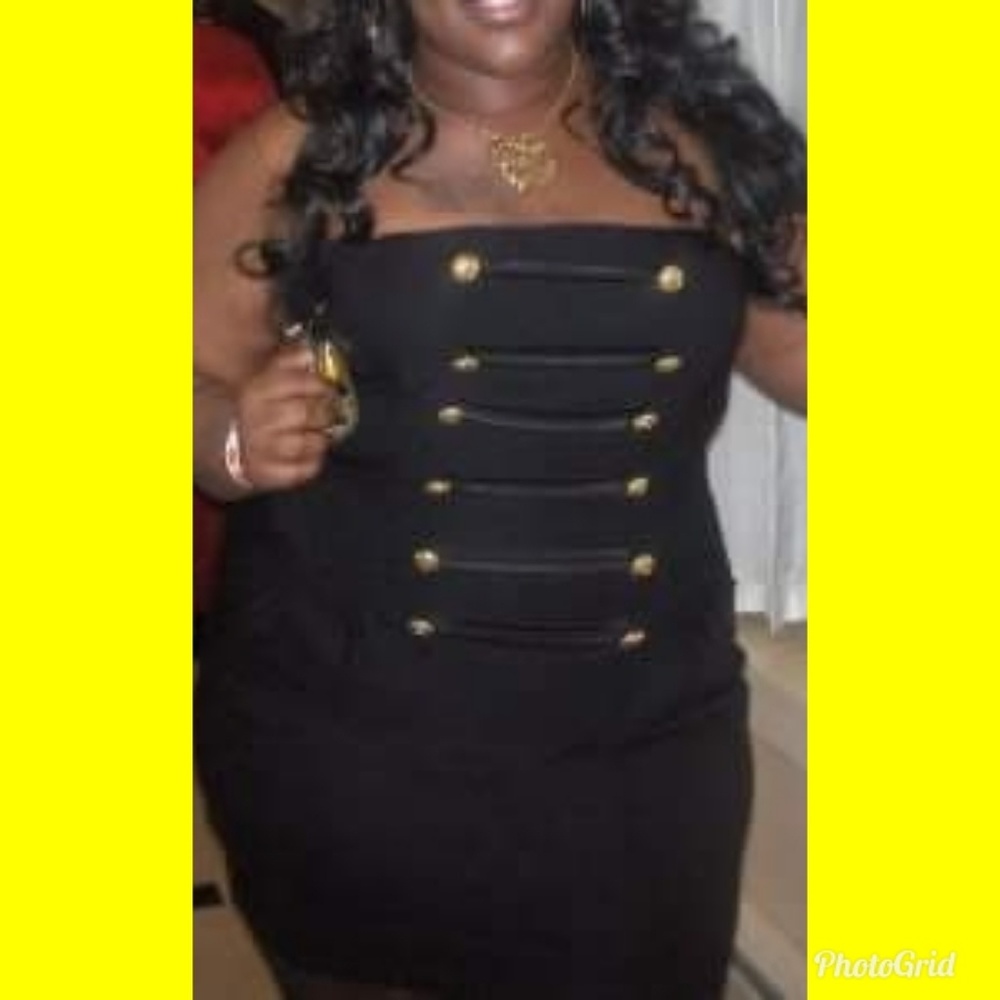New Years Dress. Blk with gold buttons